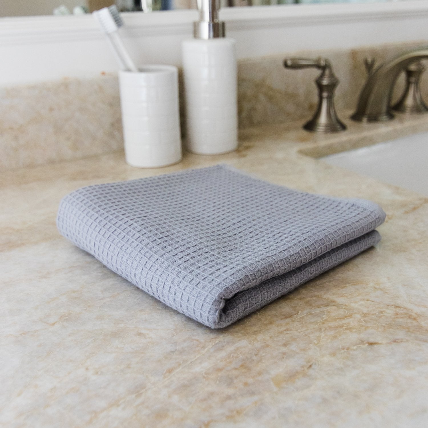 Luxury Waffle Hand Towel | 100% Premium Turkish Cotton | Plush Towel Charcoal