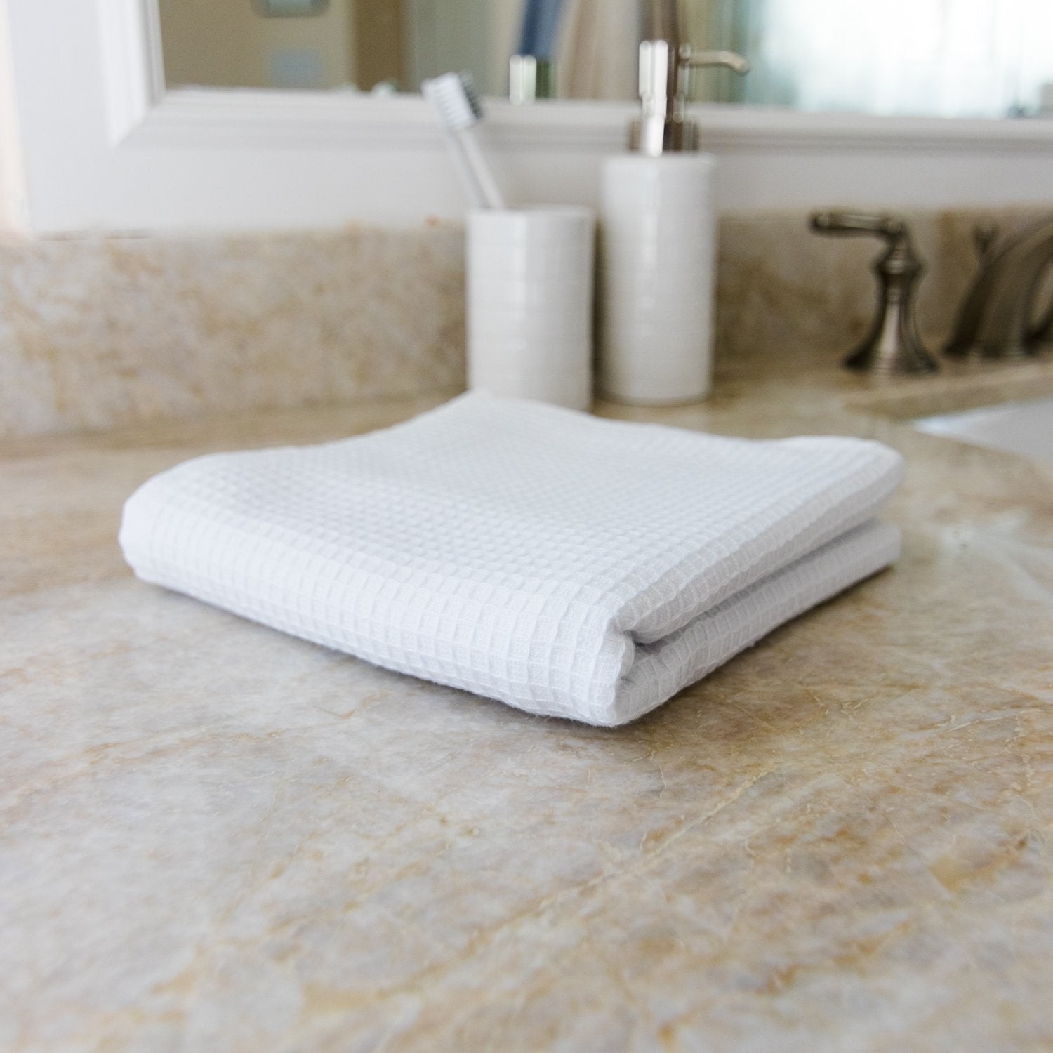 Luxury Waffle Hand Towel | 100% Premium Turkish Cotton | Plush Towel Sand